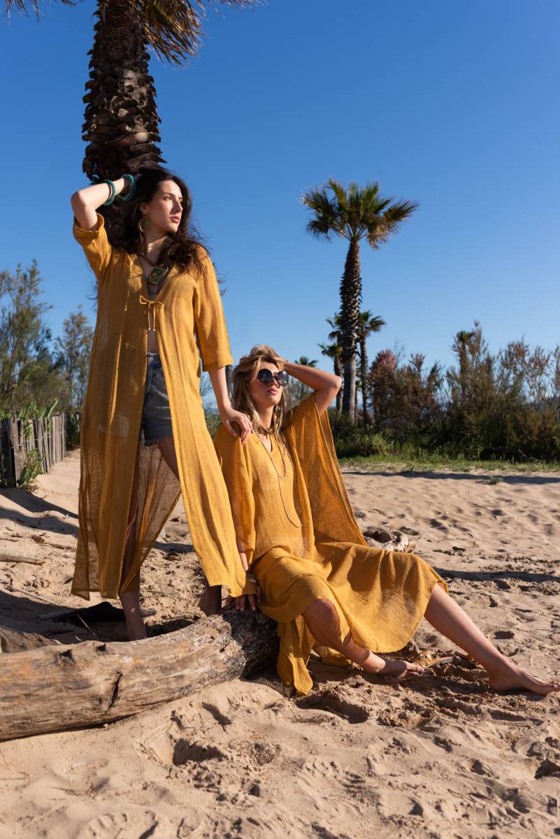 kimono gaz de coton ambre